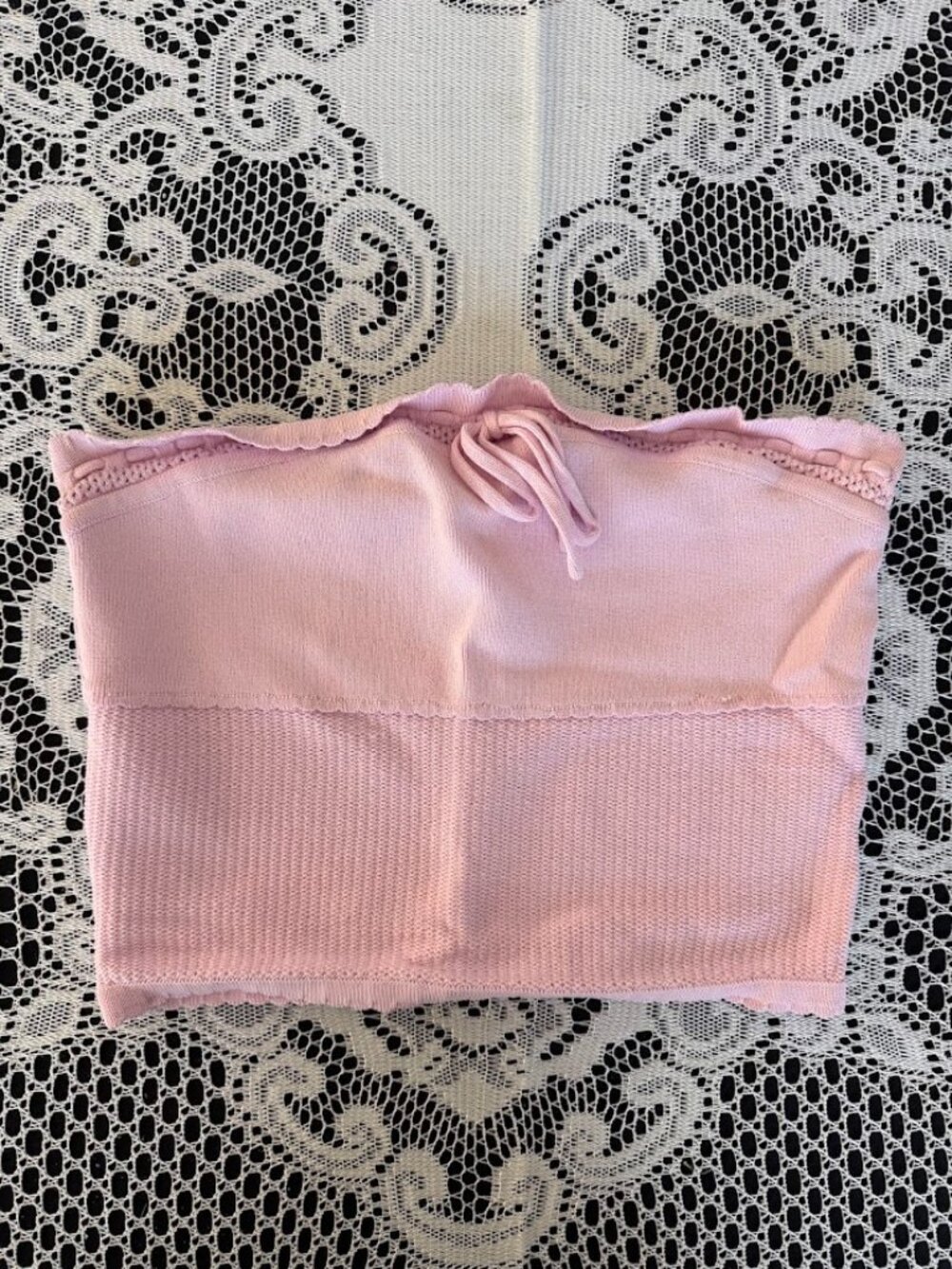 Meshki Cropped Knit Tube Top Pink - Size S